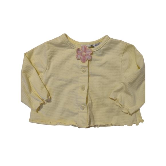 Vintage Y2K Sesame Street Butter Yellow Cardigan 18 Months Lettuce Trim - Picture 1 of 5